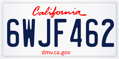 CA license plate 6WJF462