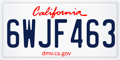 CA license plate 6WJF463