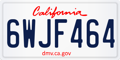 CA license plate 6WJF464
