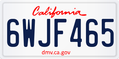 CA license plate 6WJF465