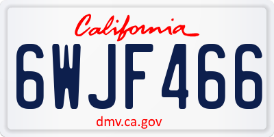 CA license plate 6WJF466