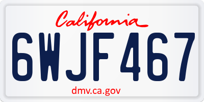 CA license plate 6WJF467