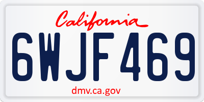 CA license plate 6WJF469