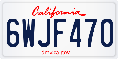 CA license plate 6WJF470