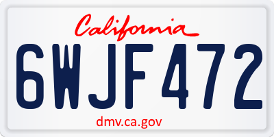 CA license plate 6WJF472