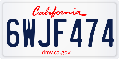 CA license plate 6WJF474