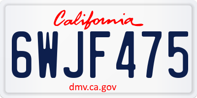 CA license plate 6WJF475