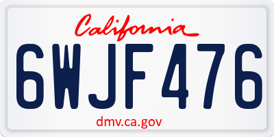CA license plate 6WJF476