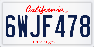 CA license plate 6WJF478