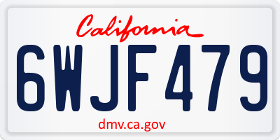 CA license plate 6WJF479