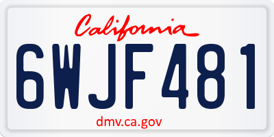 CA license plate 6WJF481