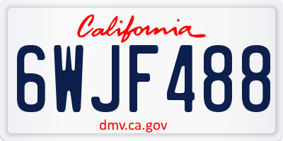 CA license plate 6WJF488