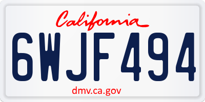 CA license plate 6WJF494