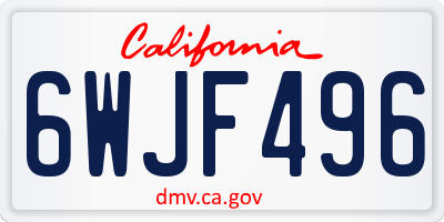 CA license plate 6WJF496
