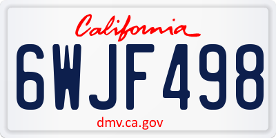 CA license plate 6WJF498
