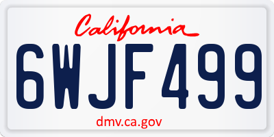 CA license plate 6WJF499