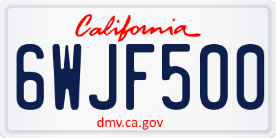 CA license plate 6WJF500