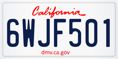 CA license plate 6WJF501