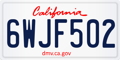 CA license plate 6WJF502