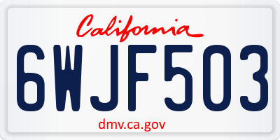 CA license plate 6WJF503