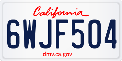 CA license plate 6WJF504