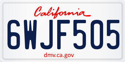 CA license plate 6WJF505