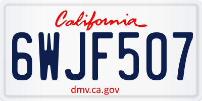 CA license plate 6WJF507