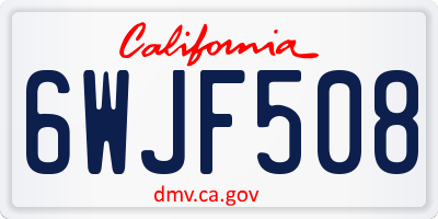CA license plate 6WJF508