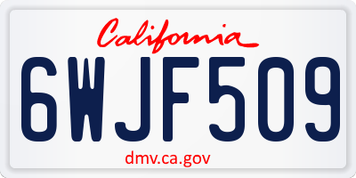 CA license plate 6WJF509
