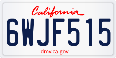 CA license plate 6WJF515