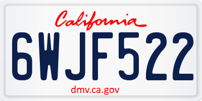 CA license plate 6WJF522
