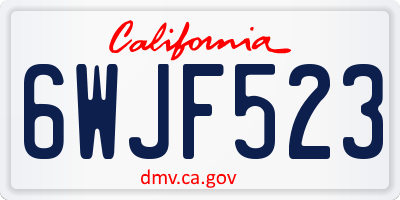 CA license plate 6WJF523