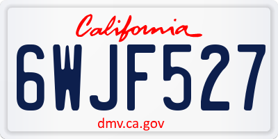 CA license plate 6WJF527