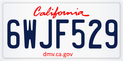 CA license plate 6WJF529