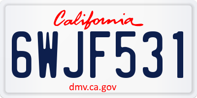 CA license plate 6WJF531