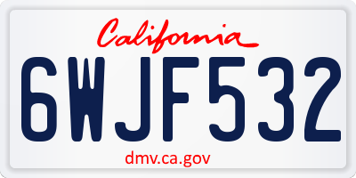 CA license plate 6WJF532