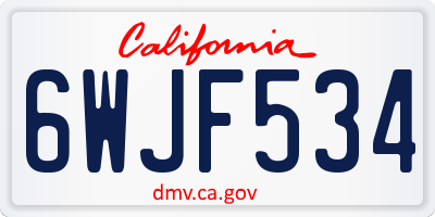 CA license plate 6WJF534