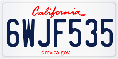 CA license plate 6WJF535