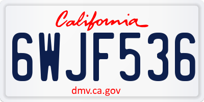 CA license plate 6WJF536