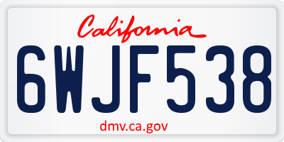 CA license plate 6WJF538