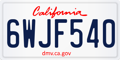CA license plate 6WJF540