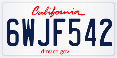 CA license plate 6WJF542