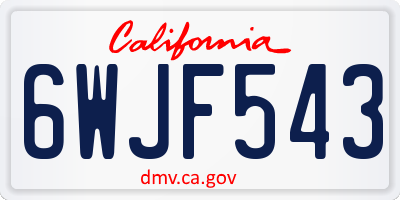 CA license plate 6WJF543