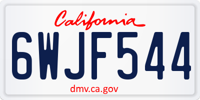 CA license plate 6WJF544