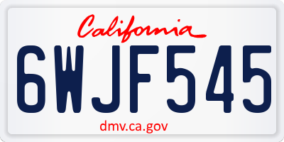 CA license plate 6WJF545