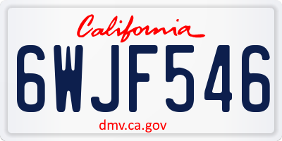 CA license plate 6WJF546