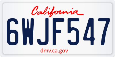 CA license plate 6WJF547