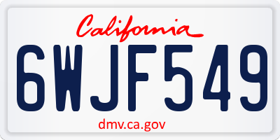 CA license plate 6WJF549