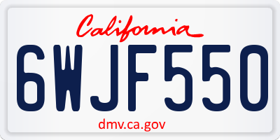 CA license plate 6WJF550