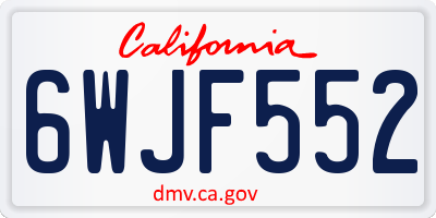 CA license plate 6WJF552
